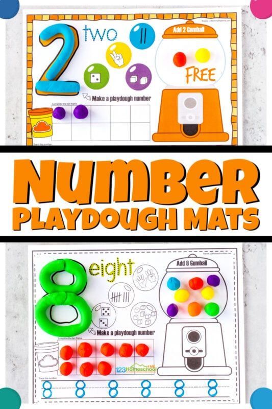 two number playdough mats with the numbers on them