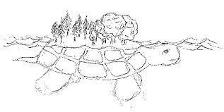 a drawing of a turtle swimming in the water