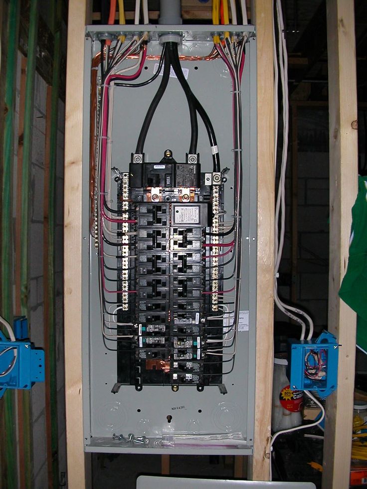 an electrical panel with multiple wires attached to it