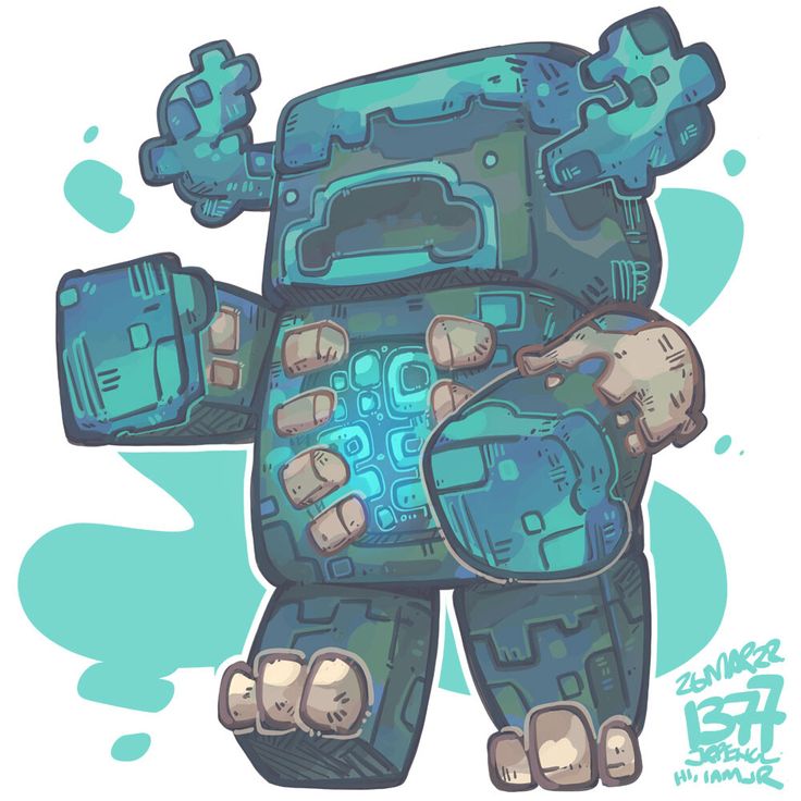 a drawing of a blue and green teddy bear with lots of buttons on it's chest