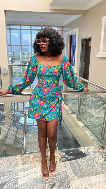 Cute Dress Designs, Cute Ankara Dresses, Ankara Wrap Dress Styles, Casual Ankara Styles, Current Ankara Styles, Ankara Dress Designs Chic, Ankara Wrap Dress, Short Ankara Dresses, Ankara Dress Designs