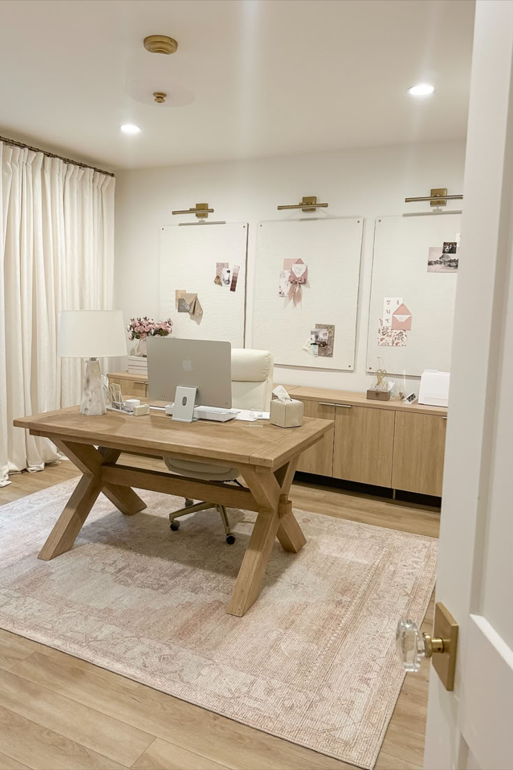 a laptop on a wooden table in a living room