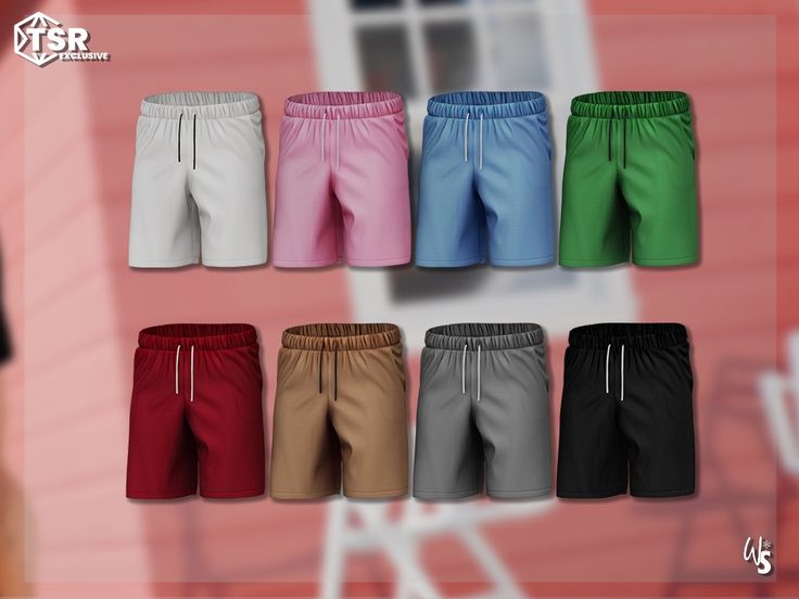 the shorts are all different colors and have drawstrings on each side,