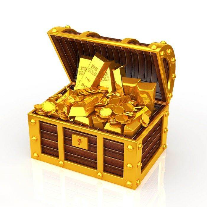 an open chest filled with gold coins