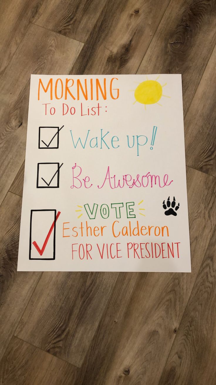 a sign that says morning to do list and checklist on top of a wooden floor