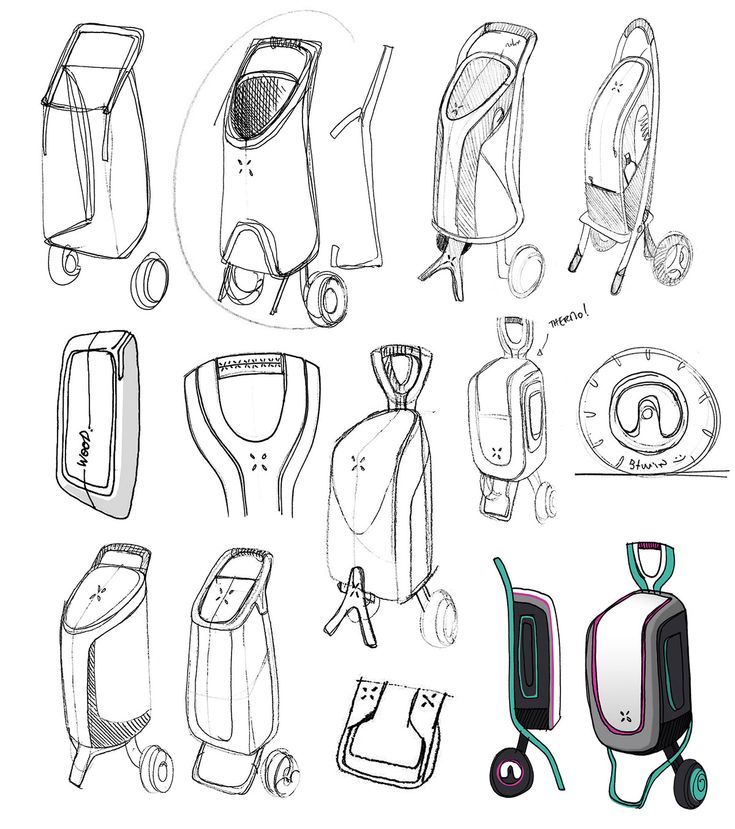 some drawings of different types of luggage