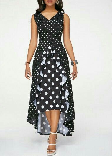 Black High Low Dress, Dot Print Dress, Dresses Club, Classy Dress Outfits, فستان سهرة, Dress Sale, Polka Dress, Latest African Fashion Dresses, Date Outfits