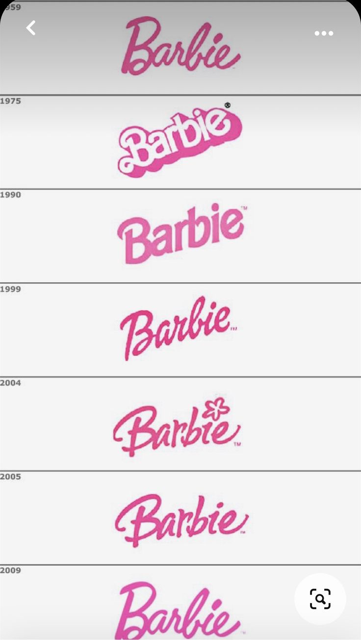 the barbie logo is shown in pink and white, as well as some other words