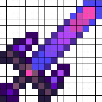 a cross stitch pattern with purple and pink squares