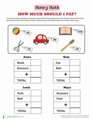 the worksheet for money math is shown with words and pictures to help students learn how