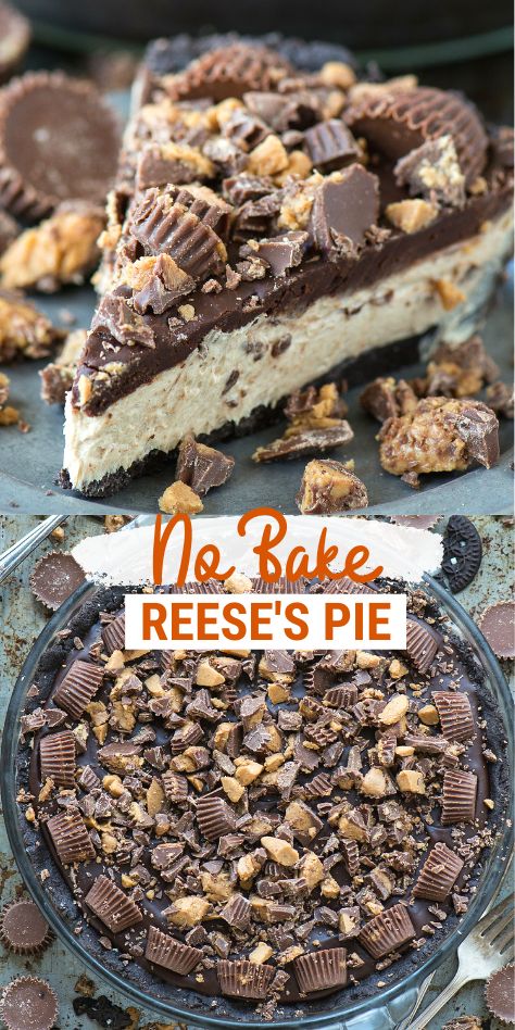 no bake reese's pie on a plate