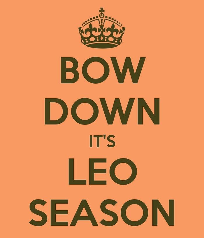 the words bow down it's leo season are in black on an orange background