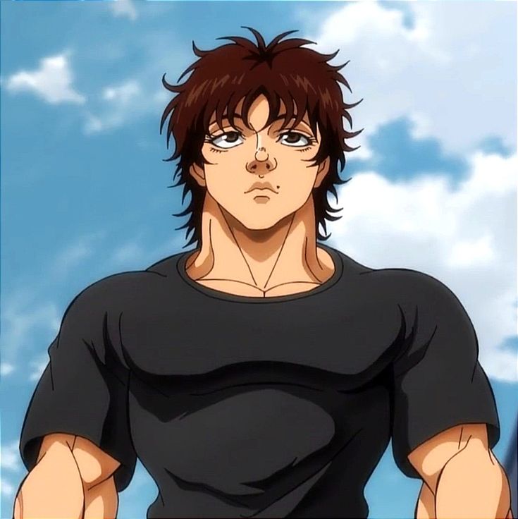 an anime character is standing in front of the sky with his hands on his hips