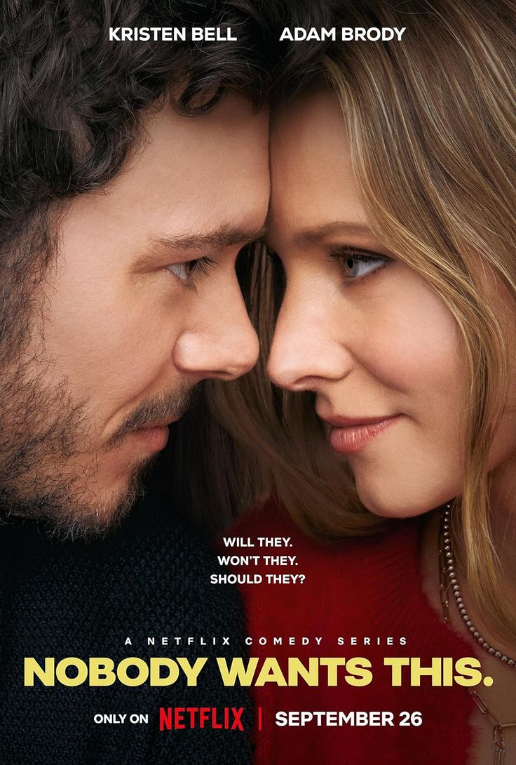 a movie poster for nobody wants this with a man and woman looking at each other