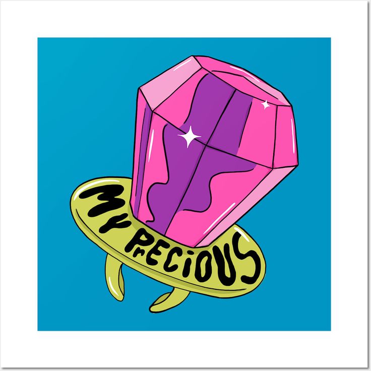 an image of a pink diamond with the word precious on it's back and yellow ribbon around its neck