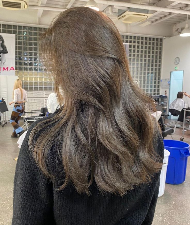 Hair Color Ideas Asian Women, Dark Beige Hair Color, Hazel Beige Hair, Level 3 Brown Hair, Olive Beige Hair, Ash Brown Hair Asian, Olive Beige Hair Color, Sand Brown Hair, Milk Brown Hair