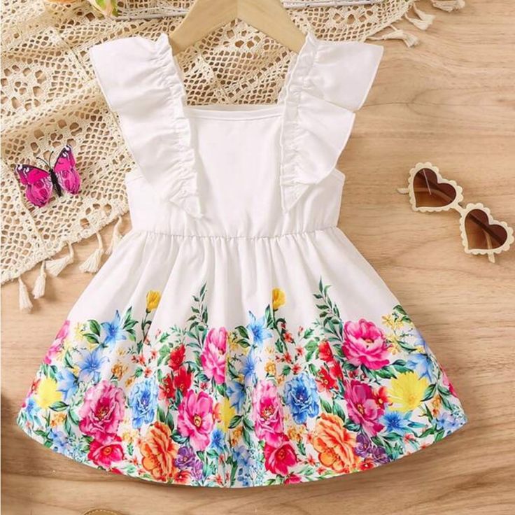 Brand New, Never Worn! Stunning Top, Easy To Pair With Any Bottom! White Summer Tops For Playdate, White Floral Print Tops For Playtime, Stunning Tops, Floral Ruffle, Kids Shirts, Pink White, Shirts Tops, Ruffle Blouse, Brand New