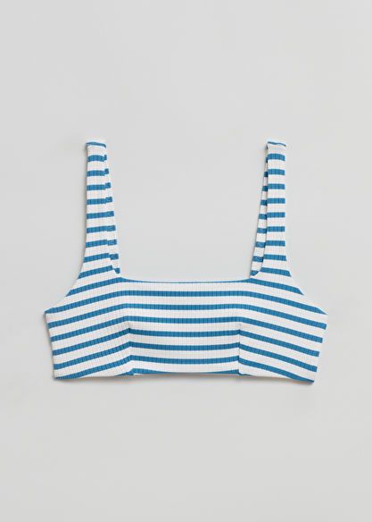 Ribbed Bandeau Bikini Top - Dusty blue/Egret - Tops - & Other Stories US Swimsuit Inspo, Cute Bathing Suits, Cute Swimsuits, Summer Swim Suits, Surfer Girl, Fashion Story, Beach Babe, Dream Jewelry, Cute Fits