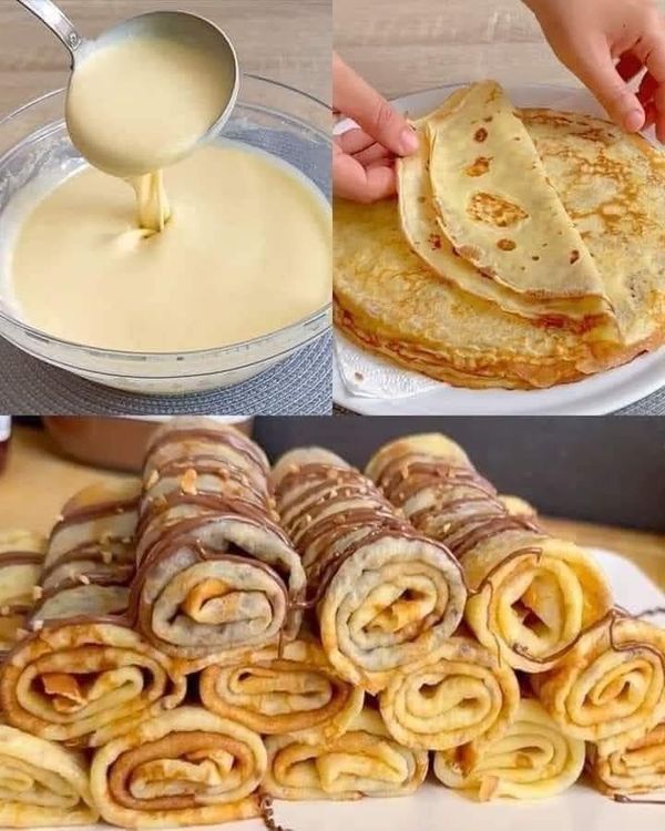 there are several different types of pastries on the table and in front of them