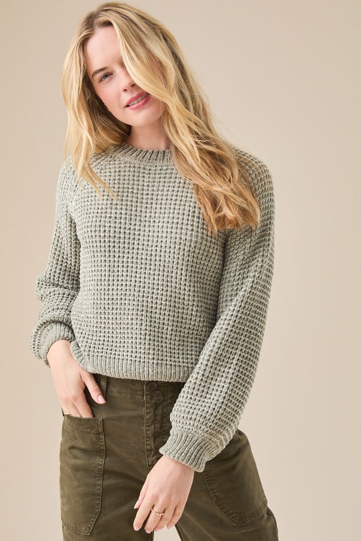 Robyn Chenille Sweater in Green | Altar'd State Cozy Fall Sweater, Cozy Sweaters Autumn, Cowgirl Chic, Chenille Sweater, Fall Sweater, Autumn Beauty, Altar'd State, New Tops, Cozy Fall