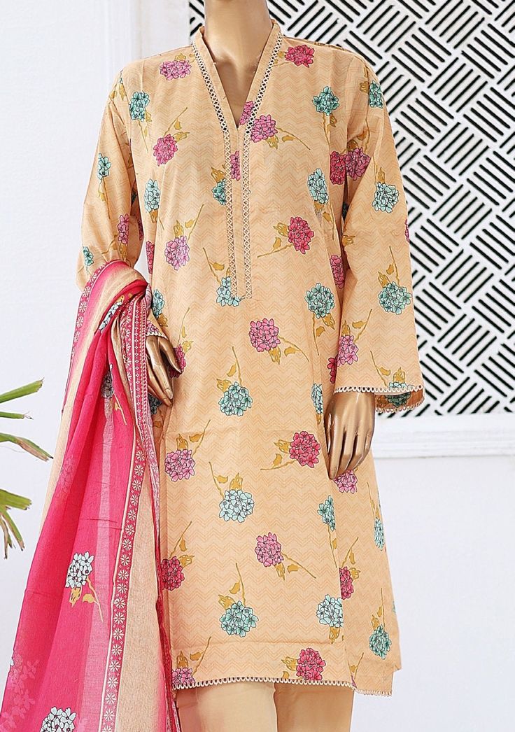 Make Your Party Occasions More Overwhelming With This All New Ready Made Printed Lawn Suit From The Brand Bin Saeed. Printed Lawn Kameez. Digital Printed, and Detail Work. Lawn Plain Trouser. Digital Printed Dupatta. 100% Original From The Brand. Color: There might be slight color variation due to lighting and flashes while the photo shooting. The color may also vary because of different screen resolutions. Wash Care: Wash with Cold Water. Fitted Lawn Suit With Printed Motifs And Long Sleeves, Yellow Wedding Dress With Printed Motifs, Pink Printed Eid Dresses, Long Sleeve Multicolor Lawn Suit, Pink Floral Print Long Sleeve Salwar Kameez, Beige Long Sleeve Lawn Suit For Spring, Beige Long Sleeve Cotton Lawn Suit, Fitted Cotton Lawn Suit With Long Sleeves, Spring Floral Print Pink Salwar Kameez