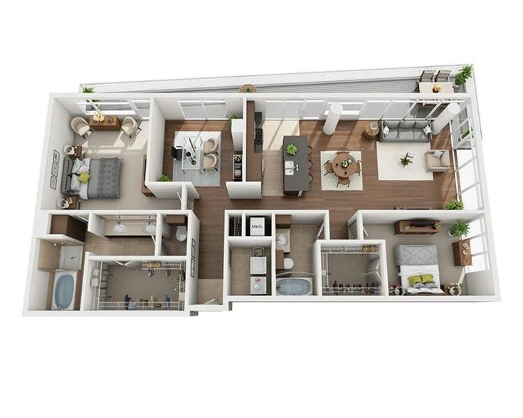 the floor plan of a two bedroom apartment with an attached kitchen and living room area