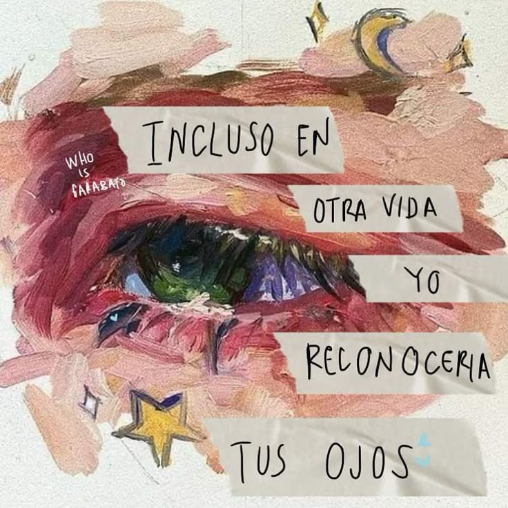 a collage with words written on it and an image of a woman's eye