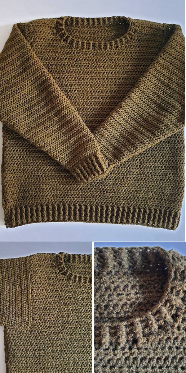 two pictures show the same sweater as they are knitted