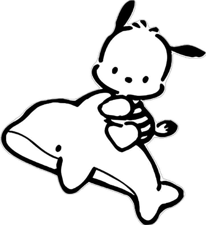 a black and white drawing of a cartoon character