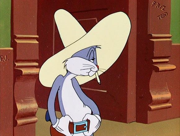 a cartoon character wearing a large white hat