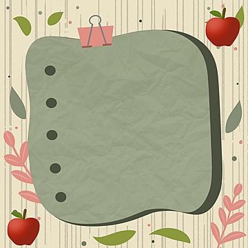 a piece of paper with an apple on it and some leaves around it, in the shape of a rectangle