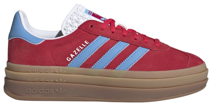 adidas Originals Gazelle Bold Red And Blue Adidas Gazelle, Adidas Gazelle Bold, Pink Pages, Gazelle Bold, Bold Shoes, Adidas Originals Gazelle, European Shoes, Birthday Wishlist, Red Adidas