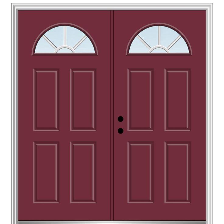 MMI DOOR Fiberglass Front Doors are built to last and can add substantial curb appeal to your home. This fiberglass smooth front door unit comes with a Limited Lifetime Warranty on both the door component and the prehung MSystem, a 10 year glass lite warranty, and a 10 year warranty on the painted finish of the pre-hung door component. All of our fiberglass smooth front doors are virtually maintenance free and will not warp, rot, dent or split. Our prehung door unit (called the MSystem) seals ou Burgundy Paint, Steel Front Door, Red Front Door, Fiberglass Front Door, Prehung Doors, Double Front Doors, Red Panels, Fiberglass Door, Glass Insulators