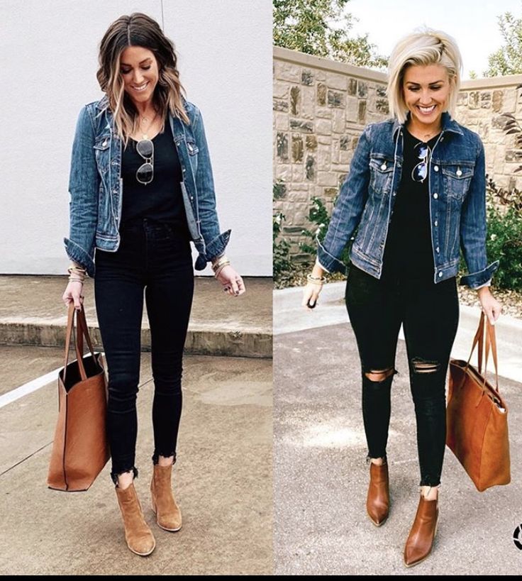 Jean Jacket Outfits Fall, Blue Jean Jacket Outfits, Jacket Outfit Women, Jean Jacket Outfits, Denim Jacket Outfit, Fall Fashion Outfits, Ankle Bootie, Mom Outfits, Casual Fall Outfits