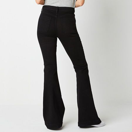 These high-rise flare-leg jeans effortlessly elongate your legs and complement your silhouette. Made from soft stretch-cotton denim with recycled fabric, and they have a button-zip fly and 5-pocket tailoring. Pair them with everything from a button-down and blazer to a t-shirt with heels.Features: Fly Front, Stretch FabricClosure Type: Button & ZipperPockets: 2 Back Slip Pockets, 2 Front Slip PocketsRise: High RiseFiber Content: 87% Cotton, 7% T400 Elasterell-P, 5% Recycled Cotton, 1% Lycra Spa… Trendy Flared Hem Jeans For Fall, High Rise Cotton Flares For Fall, Dark Wash Cotton Flares For Fall, Fall Dark Wash Cotton Flares, Trendy Non-stretch Flare Jeans With Flared Hem, Cotton Flare Jeans With Flared Hem For Fall, Trendy Cotton Flares With Flared Hem, Trendy Fall Flare Jeans With Flared Hem, Casual High Waist Flares For Fall