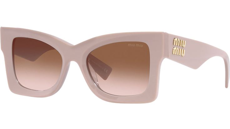 Miu Miu sunglasses model MU 70US pink frame variant, color code 17C0A6 with brown gradient lens. The sunglasses from Miu Miu eyewear collection are unique creations, the result of the constant stylistic research and skillful craftsmanship of the brand. A unique blend of playful experimentation and rich detailing that perfectly embodies the stylistic codes that have always characterized the House, confirming once again Miu Miu’s undisputed talent in combining unconventional designs with retro-ins Miu Miu Designer Sunglasses For Summer, Designer Miu Miu Sunglasses For Summer, Designer Beige Sunglasses With Gradient Lenses, Miu Miu Sunglasses With Gradient Lenses For Spring, Pink Square Frame Cat Eye Sunglasses With Gradient Lenses, Pink Cat Eye Sunglasses With Gradient Square Frame, Pink Cat Eye Sunglasses With Square Gradient Lenses, Pink Cat Eye Sunglasses With Gradient Lenses, Miu Miu Square Frame Sunglasses With Gradient Lenses