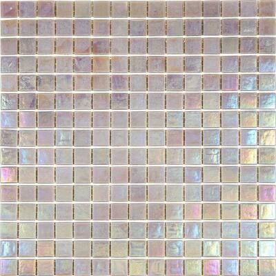 an image of a glass mosaic tile pattern in white and pink colors on a wall