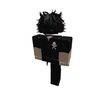 an animated character with black hair and skull on it's chest, standing in front of a white background