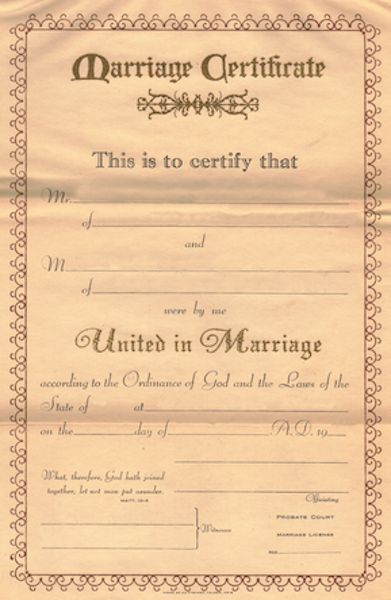 an old marriage certificate is shown