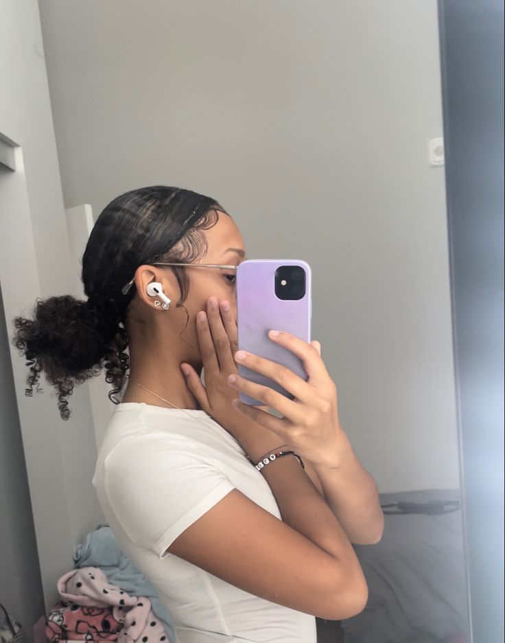 Middle part slick back Middle Part Slick Back Bun Natural Hair, Slick Back Middle Part Bun, Middle Part Slick Back Natural Hair, Middle Part Slick Back Bun, Middle Part Slick Back, Middle Part Bun, Low Curly Bun, 4c Natural Hairstyles Short, Slick Back Bun