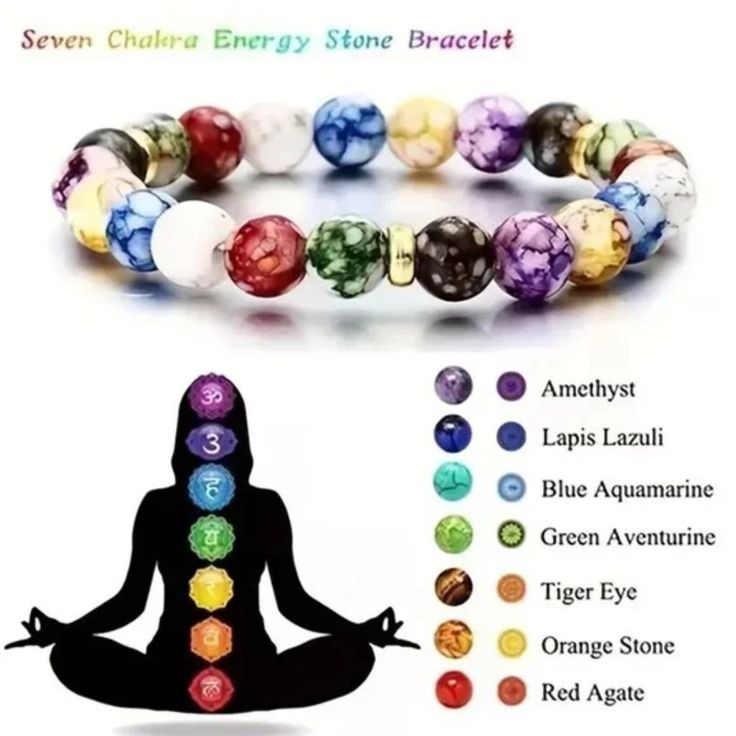 Anti Anxiety Yoga Balance Your Energy: This 7 Chakra Healing Crystal Bracelet Is Designed To Balance Your Energy And Promote Inner Peace. Anti-Anxiety Aid: The Calming Properties Of The Crystals In This Bracelet Can Help Reduce Anxiety And Stress. Perfect For Yoga And Meditation: Wear This Bracelet During Your Yoga Or Meditation Practice To Enhance Your Spiritual Journey. Thoughtful Gift: This Bracelet Makes A Thoughtful Gift For Anyone Who Loves Yoga, Meditation, Or Crystals. Stylish Accessory: Chakra Bracelet Meaning, Chakra Beads Bracelet, Yoga Balance, Chakra Energy, Seven Chakra, Chakra Beads, Bracelets With Meaning, Beautiful Crystals, Chakra Healing Crystals