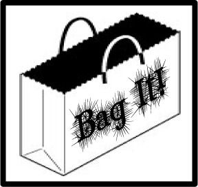 a black and white drawing of a bag