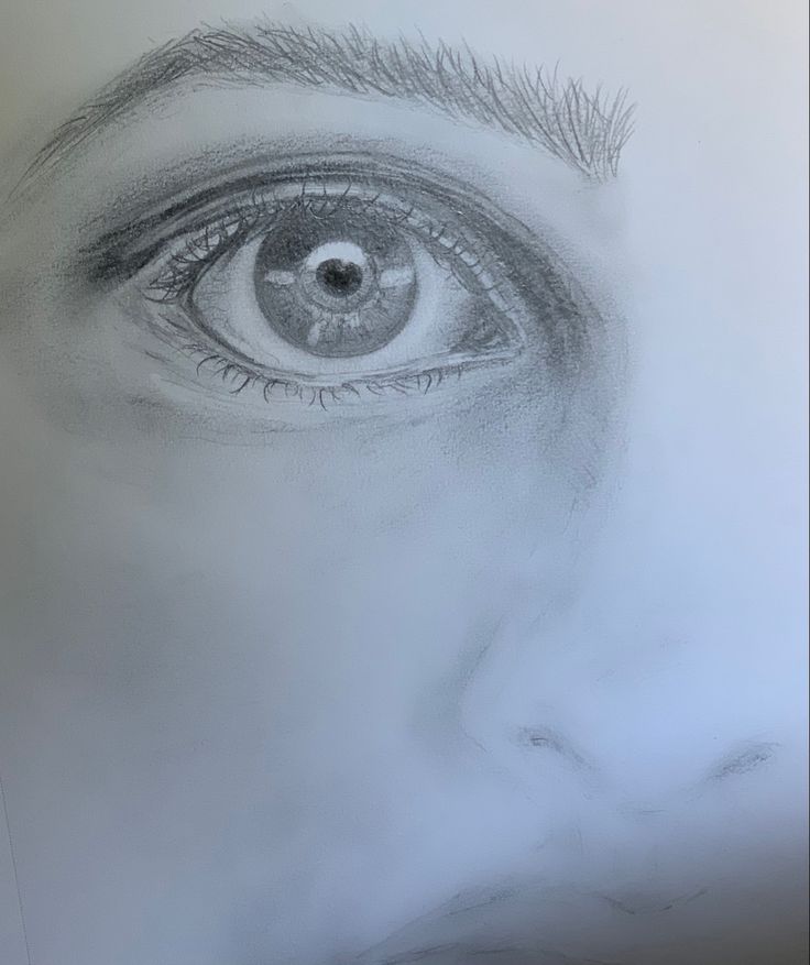 a pencil drawing of an eye