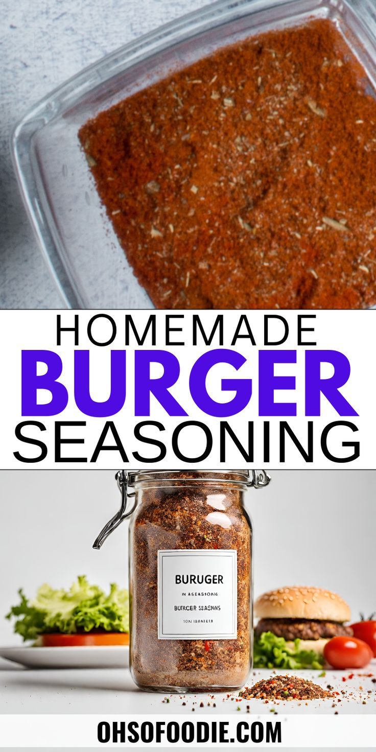 Text reads Homemade Burger Seasoning Homemade Burger Seasoning, Smash Burger Seasoning Recipe, Hamburger Seasoning Recipe Burgers, Smash Burger Seasoning, Burger Seasoning Recipe, Hamburger Seasoning Recipe, Best Burger Seasoning, Burger Recipes Seasoning, How To Make Burgers