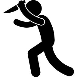 a black and white silhouette of a person holding a knife