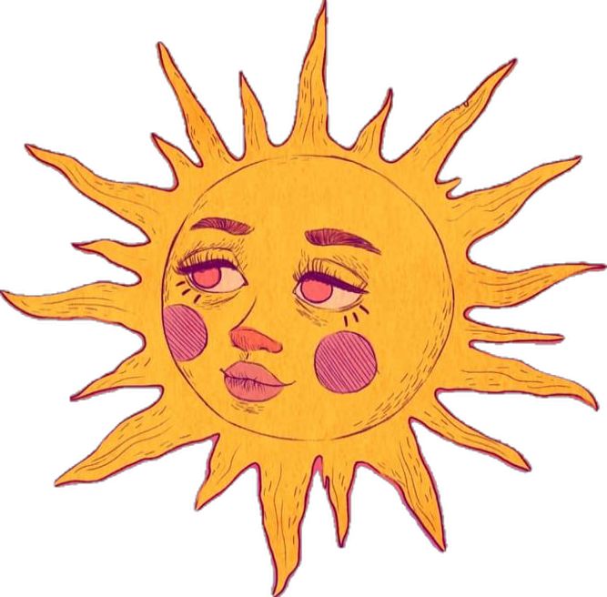 a drawing of the sun with two eyes