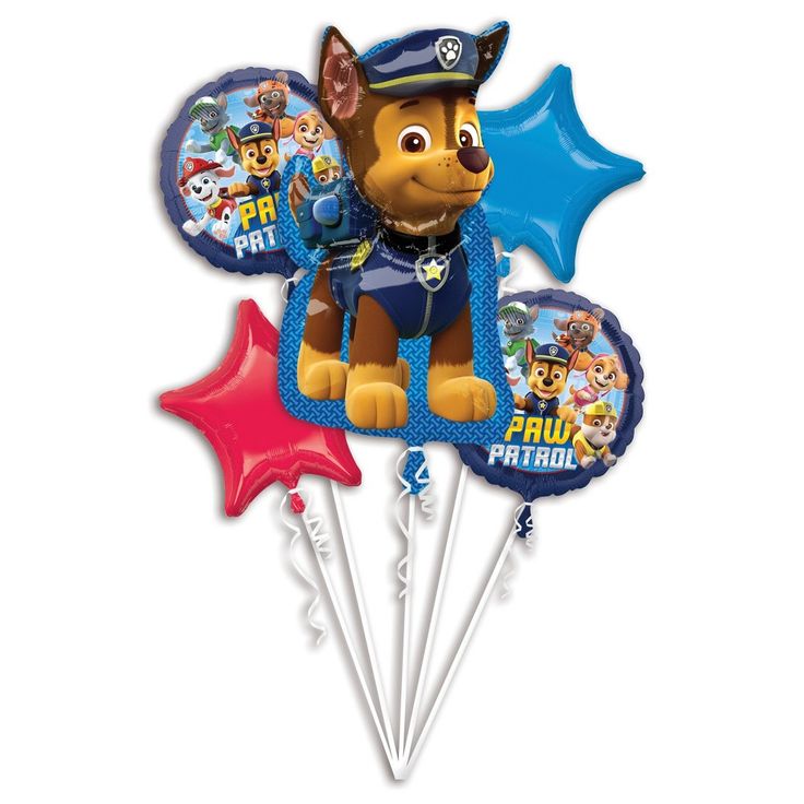 paw patrol balloon bouquet with foil balloons