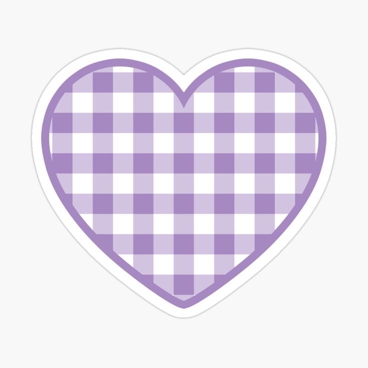 a heart shaped purple and white checkered pattern sticker on a white background,