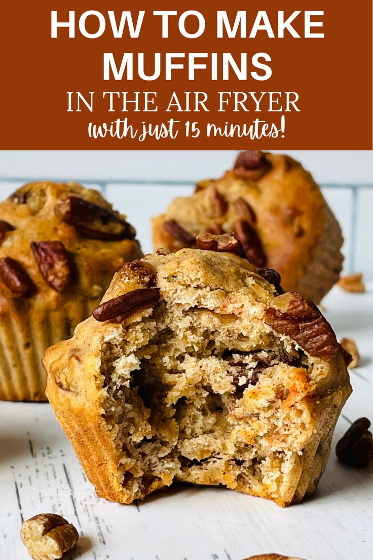 air fryer muffins on a white background Air Fryer Muffin Recipes, Air Fryer Muffin Recipes Healthy, Gluten Free Air Fryer Muffins, Airfryer Recipes Breakfast, Air Fryer Muffins Recipes, Airfryer Muffin Recipe, Air Fryer Muffins Healthy, Airfryer Egg Muffins, Airfryer Banana Muffins