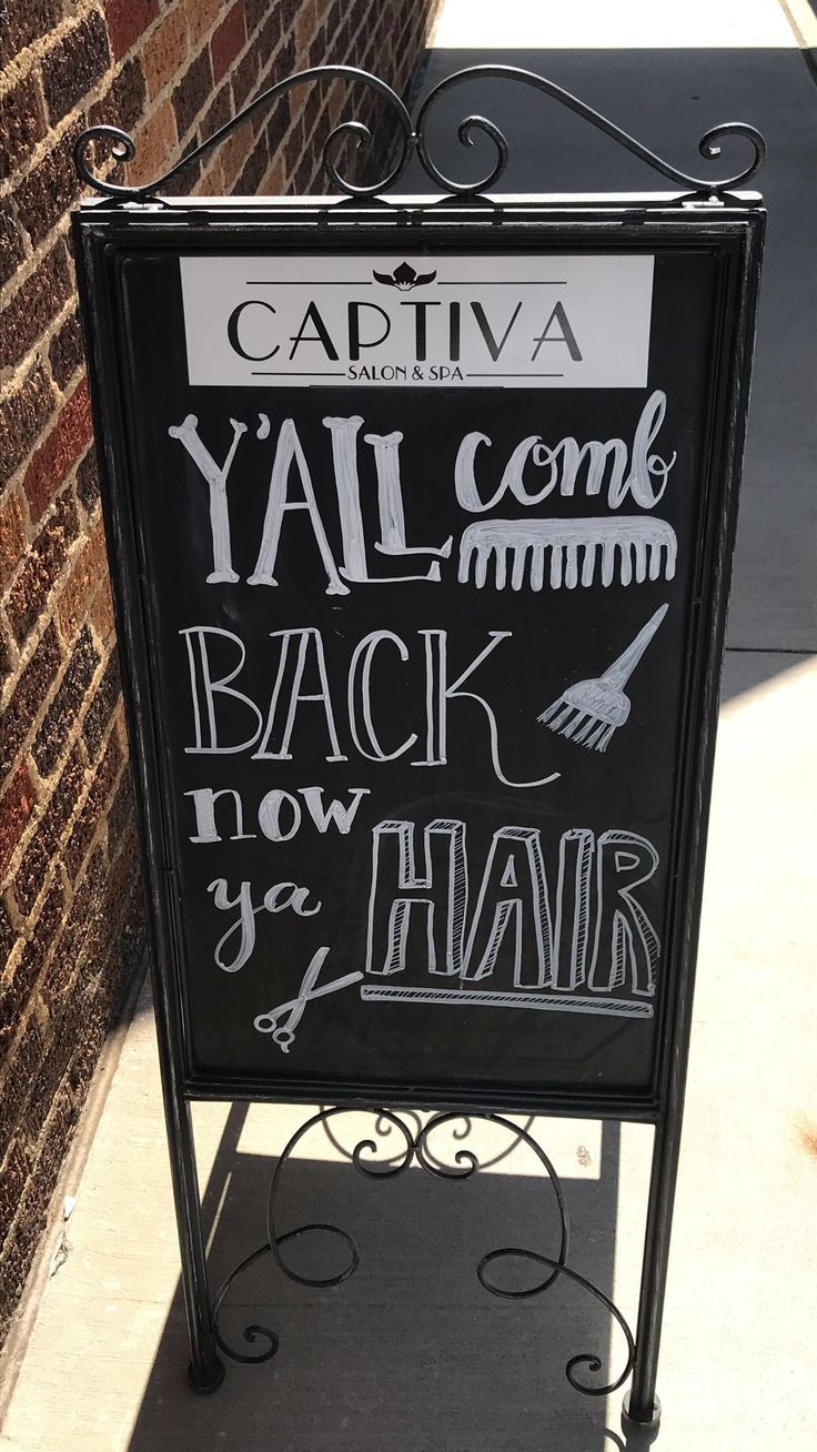 Hair Salon Outdoor Signs, Hair Signs For Salon, Salon Chalkboard Signs, Hair Salon Chalkboard Ideas, Salon Chalkboard Ideas, Hair Salon Signs, Chalk Sign Ideas, Make Up Counter, Verse Paintings